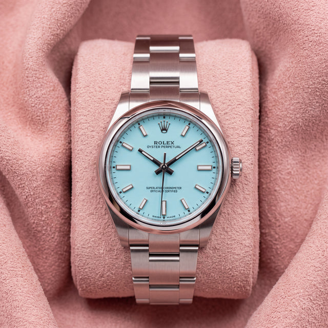 Rolex Oyster Perpetual 36 ref. 126000 with Tiffany Blue dial and smooth stainless steel bezel