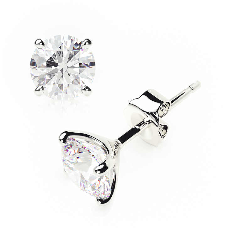 1 Carat Each Platinum Diamond Earrings, Lab-Grown or Natural Options