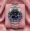 Rolex GMT-Master II Batman 126710BLNR with black dial, black and blue ceramic bezel and steel Oyster bracelet