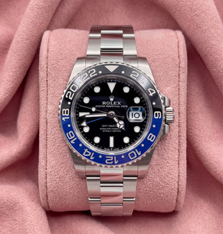 Rolex GMT-Master II Batman 126710BLNR with black dial, black and blue ceramic bezel and steel Oyster bracelet