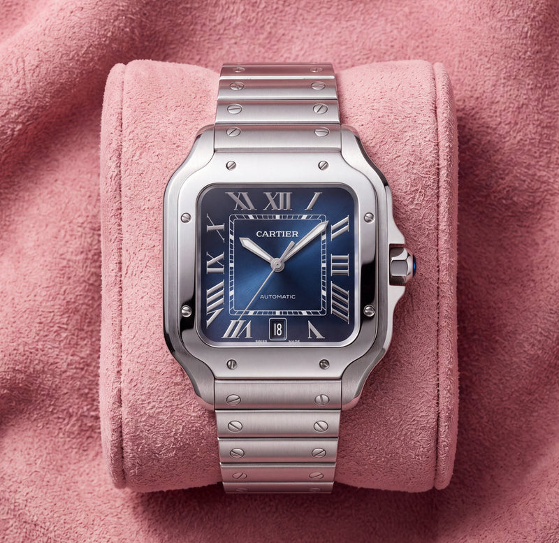 Cartier Santos de Cartier Large WSSA0071 with blue dial and steel bracelet