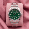 Rolex Oyster Perpetual 41 134300 with green dial, smooth bezel and Oyster bracelet