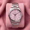 Rolex Oyster Perpetual 41 Candy Pink dial with Oyster bracelet on a pink cushion