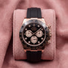 Rolex Cosmograph Daytona 126515LN with rose gold case, black diamond dial and black Oysterflex bracelet