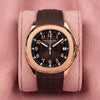 Patek Philippe Aquanaut 5167R-001 with rose-toned case, brown patterned dial and textured brown strap on a pink cushion