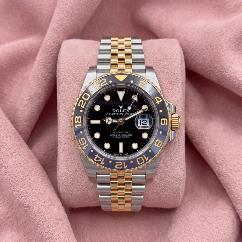 Rolex GMT-Master II Zombie 126713GRNR with black dial, grey and black bezel and two-tone Jubilee bracelet