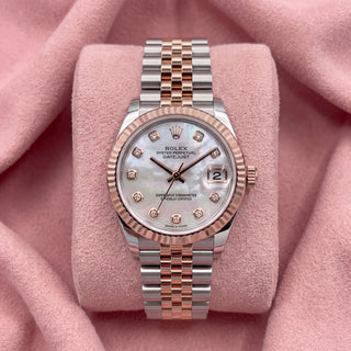 Rolex Datejust 278271 steel and rose gold with mother of pearl diamond dial and fluted bezel